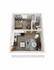 Modern 1-bedroom apartment floor plan with cozy living room, chic kitchen, and stylish bathroom.