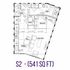 Modern S2 floor plan featuring a compact and efficient layout with 541 sq ft, including a spacious living area, cozy bedroom, stylish kitchen, and a full bath.