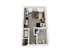 Cozy apartment floor plan featuring an open-concept living area, modern kitchen, inviting bathroom, and stylish bedroom.