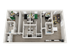 Modern 3D floor plan showcasing 3 cozy bedrooms, 2 stylish bathrooms, an inviting open-concept living room and kitchen, perfect for family living.