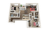 Modern 3D floor plan featuring two bedrooms, two bathrooms, an inviting open living area, and a sleek kitchen with an island counter.