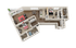 Modern 3D floor plan featuring 2 bedrooms, an inviting living room with a vibrant red area rug, a cozy dining area, and a sleek kitchen, highlighting spacious design.