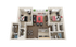 Chic 3D floor plan showcasing 2 modern bedrooms, open-concept living and dining area, with a stylish kitchen and dual bathrooms for ultimate comfort.