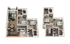 Modern 3D floor plan showcasing a two-story apartment with 3 spacious bedrooms, a cozy living area, open kitchen, and stylish dining space.
