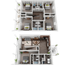 Elegant 3D floor plan showcasing two levels with 4 bedrooms, modern kitchen, open-concept living area, and dual bathrooms, perfect for a family home.