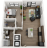 Riverfront Village 1x1 Warner Floor Plan Image