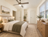 Bright and inviting bedroom with large windows, stylish decor, and a cozy atmosphere. Perfect for relaxation and rest.