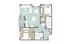 Modern 2D floor plan featuring two spacious bedrooms, a sleek kitchen, inviting living room, and a cozy balcony with a stylish walk-in closet.