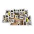 Modern apartment floor plan showcasing four spacious bedrooms, a cozy living room, open kitchen, and stylish bathrooms. Perfect for family living.