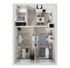 Modern 2D floor plan showcasing a cozy 2-bedroom apartment with an open-concept kitchen and inviting living area.