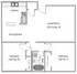 Modern floor plan with 2 bedrooms, spacious living room, and open kitchen-dining area.