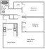 Modern 2D floor plan showcasing two spacious bedrooms, a cozy living room, and a well-equipped kitchen, ideal for comfortable living.