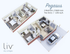 Pegasus floor plan showcasing a stylish two-story, 3-bedroom, 2-bathroom layout with an open-concept kitchen and living room, totaling 1,353 sq. ft. Perfect for modern living in liv sky cottages.