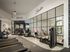 Modern apartment fitness center with sleek exercise equipment, vibrant activity area, and relaxing lounge space.