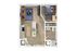 Chic and modern 1-bedroom apartment floor plan featuring an open-concept living area with a sleek kitchen, cozy living room, and elegant bathroom layout.