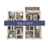 Chic 3D floor plan showcasing a SOLD OUT modern apartment with 3 bedrooms, open living and dining area, and a cozy balcony.