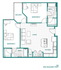 Modern apartment floor plan featuring 2 bedrooms, open living area, sleek kitchen, 2 bathrooms, walk-in closets, and a cozy balcony. Total area 956 square feet.