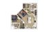 Chic 3D floor plan featuring two luxurious bedrooms, modern bathrooms, an open living area, and a sleek kitchen with an island countertop.