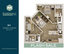 Contemporary 2D floor plan of The Marshall Tempe, featuring 2 bedrooms, 2 bathrooms, and a stylish open-concept living area with a modern kitchen, 986 sq ft. Perfect for luxurious living during our Flash Sale.