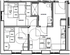Contemporary floor plan showcasing two bedrooms with ample storage, integrated kitchen-living area, and a modern bathroom.