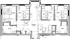 Detailed floor plan showcasing 4 bedrooms, expansive kitchen-living area, and multiple bathrooms, perfect for modern living.