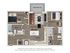 Contemporary floor plan showcasing 2 bedrooms, spacious living area, modern kitchen, and private patio, perfect for comfortable living.
