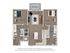 Inviting floor plan featuring 2 bedrooms, 2 bathrooms, a cozy living room, stylish kitchen, and a private patio.