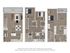 Elegant floor plan featuring three levels with a spacious living room, modern kitchen, three bedrooms, office/den, two patios, and three bathrooms.
