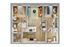 Modern apartment floor plan with two bedrooms, stylish living area, and open kitchen. Features cozy furniture layout and two bathrooms for comfort.