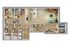 Contemporary floor plan showcasing 3 cozy bedrooms, open-concept living space, modern kitchen, and 2 elegant bathrooms in a stylish layout.