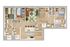 Elegant 3-bedroom floor plan featuring a modern open-concept kitchen and living area, two stylish bathrooms, and ample storage space.
