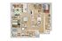 Bright and inviting 3D floor plan featuring three cozy bedrooms, a stylish open-concept living and dining area, modern kitchen with island, and two sleek bathrooms.