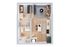 Chic floor plan featuring an inviting open-concept living area, cozy bedroom, modern kitchen, and stylish bathroom layout.