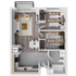 Modern 2D floor plan featuring two stylish bedrooms with $100 off, cozy living room, elegant dining area, and contemporary kitchen.