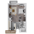 Modern open-concept floor plan with inviting living area, cozy bedroom, and functional kitchen, offering $100 off deal.