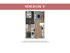 Modern floor plan featuring a chic one-bedroom apartment with an open living area, stylish kitchen, and a bathroom. Includes a convenient washer-dryer area.
