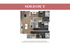 Modern floor plan with three bedrooms, two bathrooms, and an open living area complete with a stylish kitchen island.