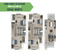 Modern floor plan showcasing 3 spacious bedrooms, 2 elegant baths, open-concept kitchen and living/dining area, with a cozy porch and patio. Affordable luxury at $849/month.