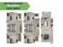 Modern townhome floor plan featuring 3 bedrooms, 2 baths, an open kitchen, spacious living/dining area, patio, and porch. Rent starts at an affordable $849/month.