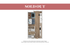 Modern studio apartment floor plan featuring an open-concept living area, cozy queen-sized bedroom, efficient kitchen, and convenient in-unit washer/dryer.