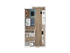 Modern open-concept floor plan featuring a spacious living area with a queen-sized bedroom, cozy seating, stylish kitchen, and convenient amenities like W/D.