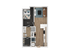 Chic floor plan showcasing a 1-bedroom apartment with spacious living room, modern kitchen, and convenient bathroom layout.