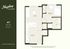 Heyday Blacksburg A1 floor plan showcasing 1 bedroom, modern open-concept living and kitchen area, and a sleek bathroom layout in 513 sq ft.
