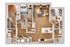 Modern 2D floor plan showcasing 3 bedrooms, an inviting open-concept living area, and a stylish kitchen island with seating.