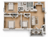 Modern 3D floor plan featuring two spacious bedrooms, a sleek kitchen, and an inviting living room, complemented by a cozy balcony.