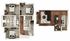 Elegant floor plan showcasing a spacious two-bedroom apartment with en-suite bathrooms, an open living and dining area, and a modern kitchen.