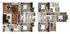 Charming floor plan showcasing a spacious 3-bedroom apartment with modern design, featuring an open-concept living and dining area, stylish kitchen, and two elegant bathrooms.