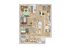 Elegant 3D apartment floor plan featuring three spacious bedrooms, open-concept living and dining area, modern kitchen, and multiple bathrooms for comfort and convenience.