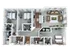 Modern 3D floor plan with 3 spacious bedrooms, open living area, stylish kitchen with island, and luxurious bathrooms.