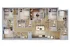 Modern 5-bedroom floor plan with open-concept living and dining area, spacious kitchen, and two sleek bathrooms.